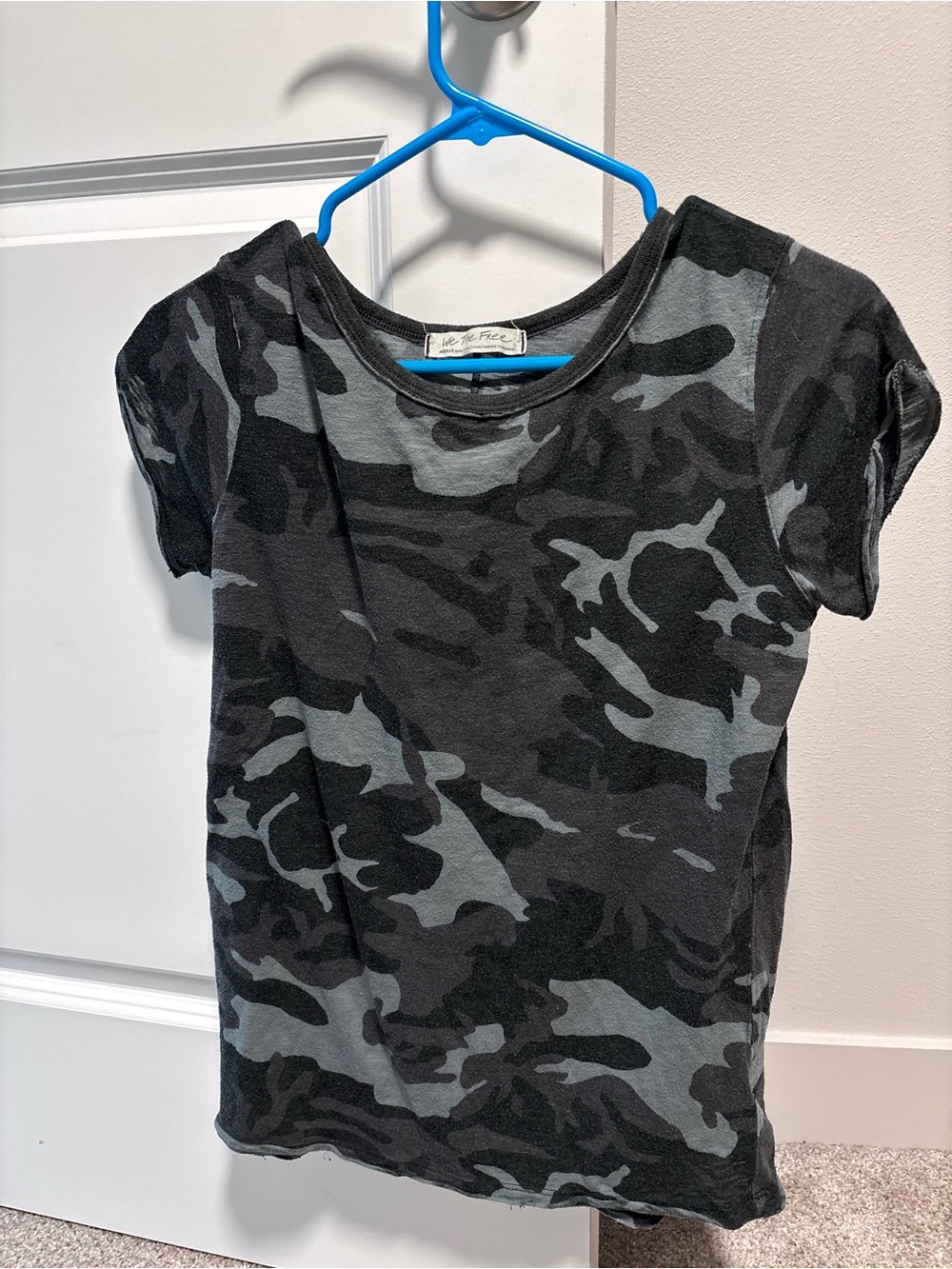 Free People Camouflage Short Sleeve Tee - Black & Gray